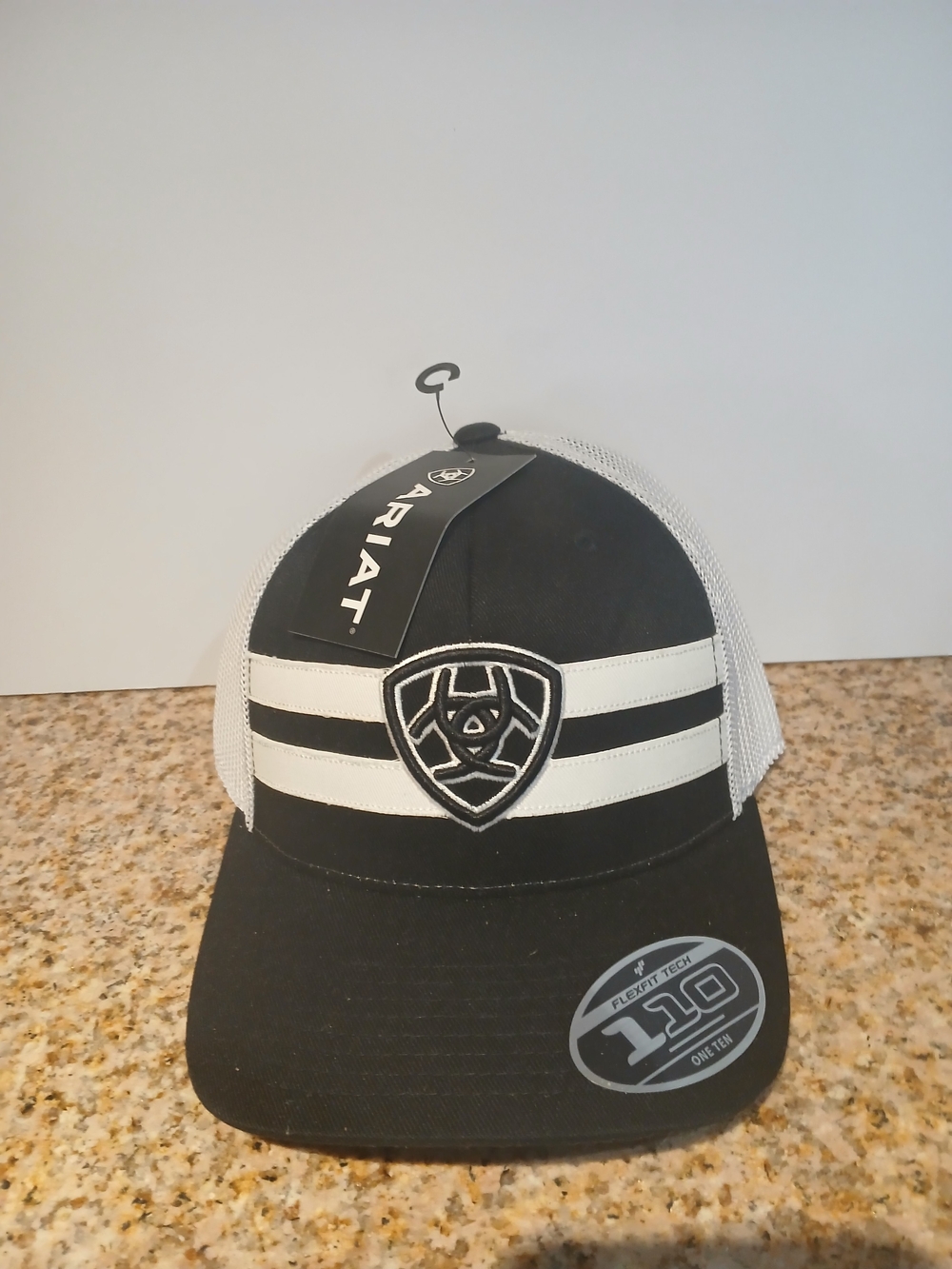 Ariat Black & White Patch Logo Trucker Hat